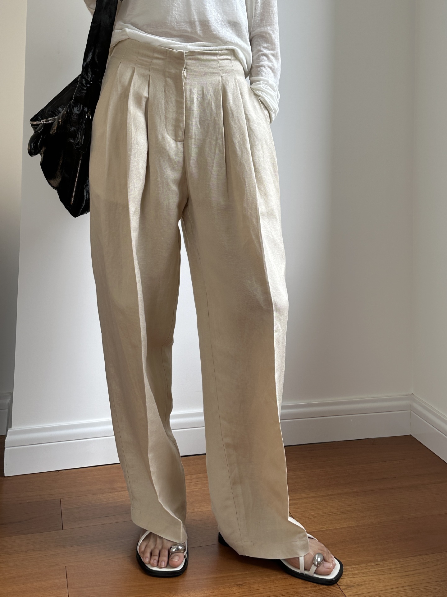 Linen Pant Wide - بنطلون كتان واسع الساق غير رسمي