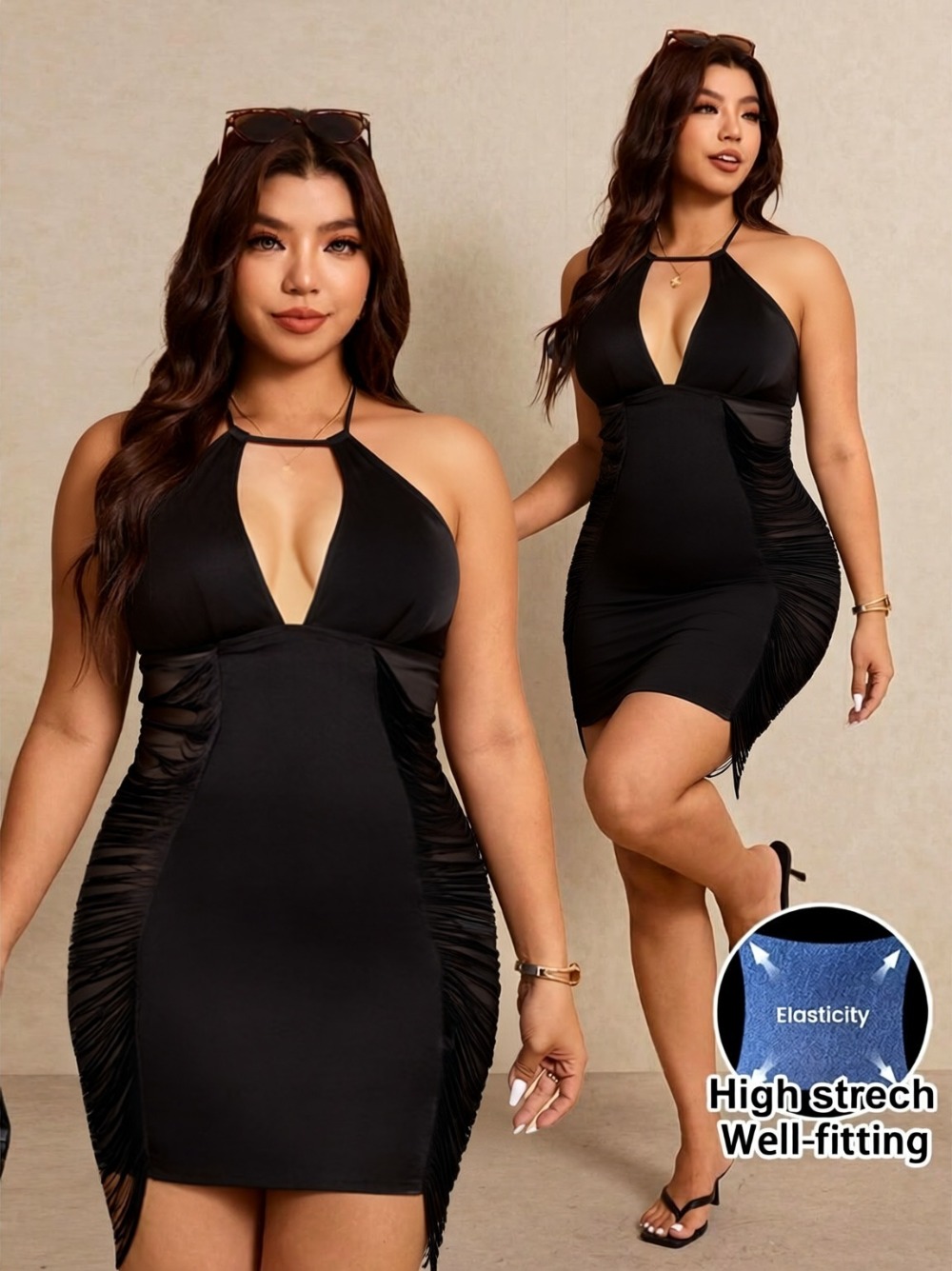 Maxi Dress Halter - المرأة زائد الحجم الخروج الرسن اللباس