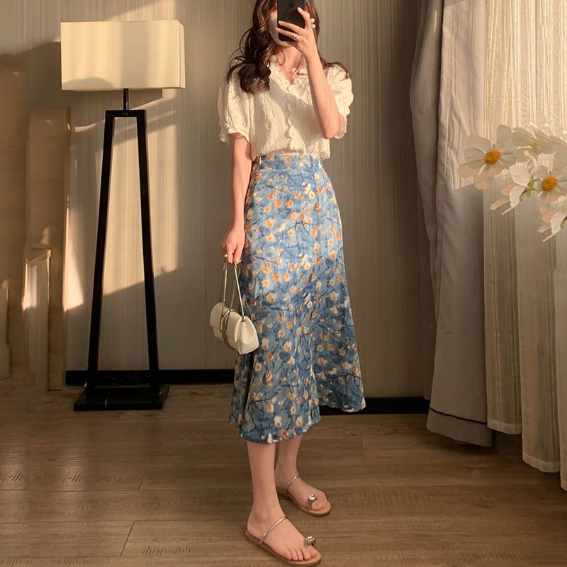 طقم صيفي نسائي من قطعتين: بلوز - مراجعة Midi Skirt Floral وسعره