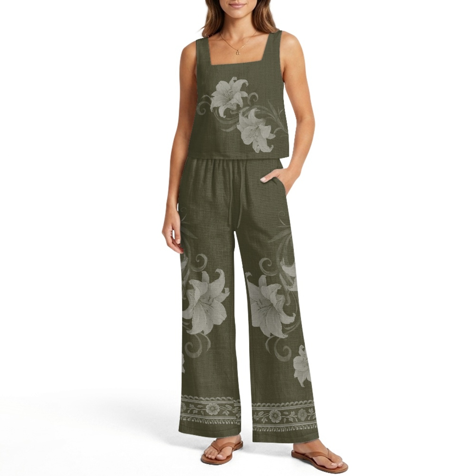 طقم سترة نسائية من الكتان من I - مراجعة Linen Pant Wide وسعره
