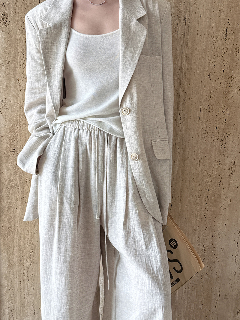 الخريف الراقية مادة الكتان الس - مراجعة Linen Pant Wide وسعره