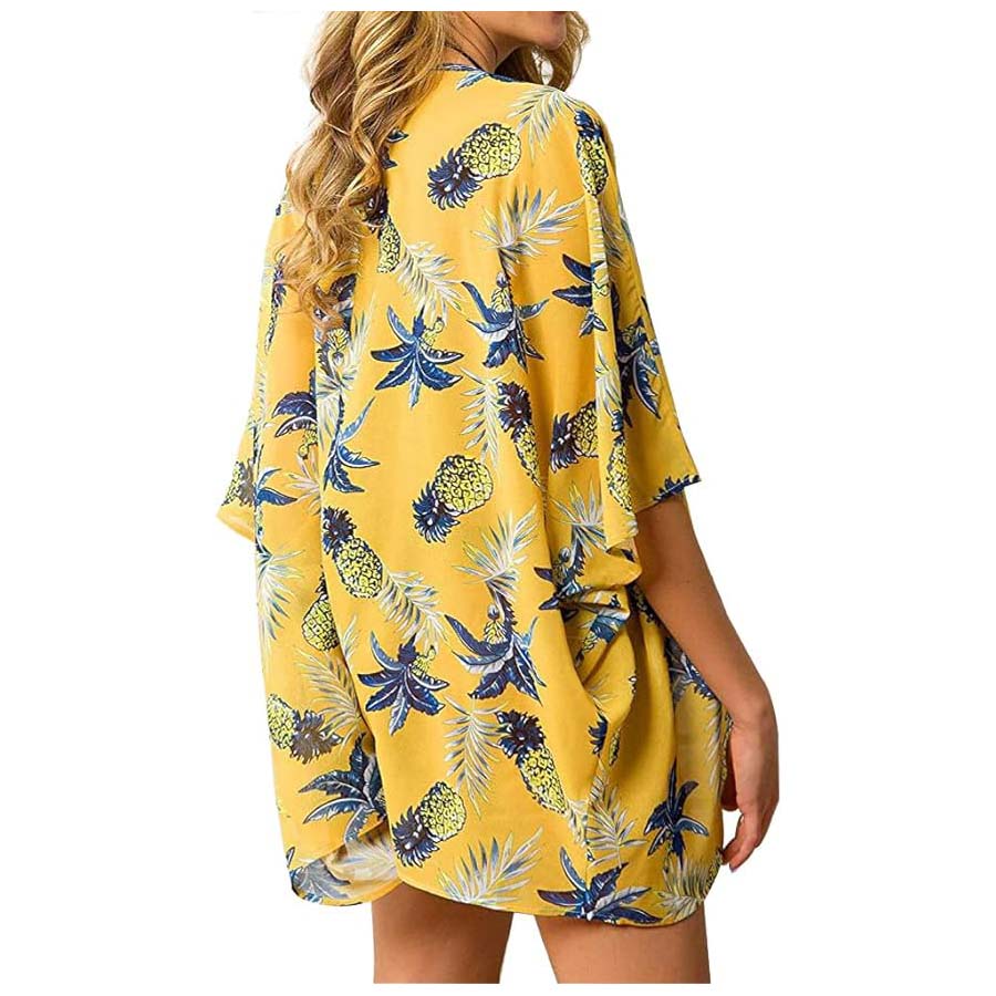 بلوزة نسائية فضفاضة من الشيفون - مراجعة Kimono Sheer Floral وسعره