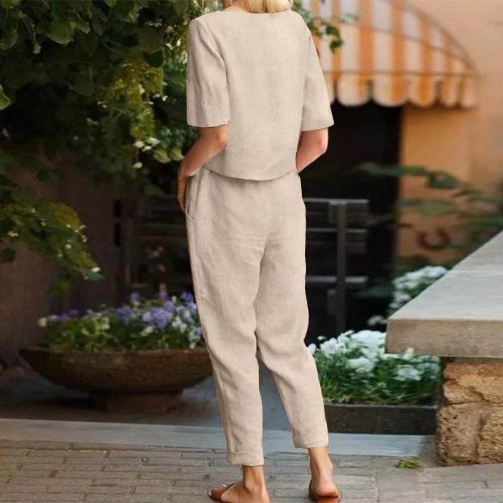 بدلة نسائية من القطن والكتان ب - مراجعة Linen Pant Wide وسعره