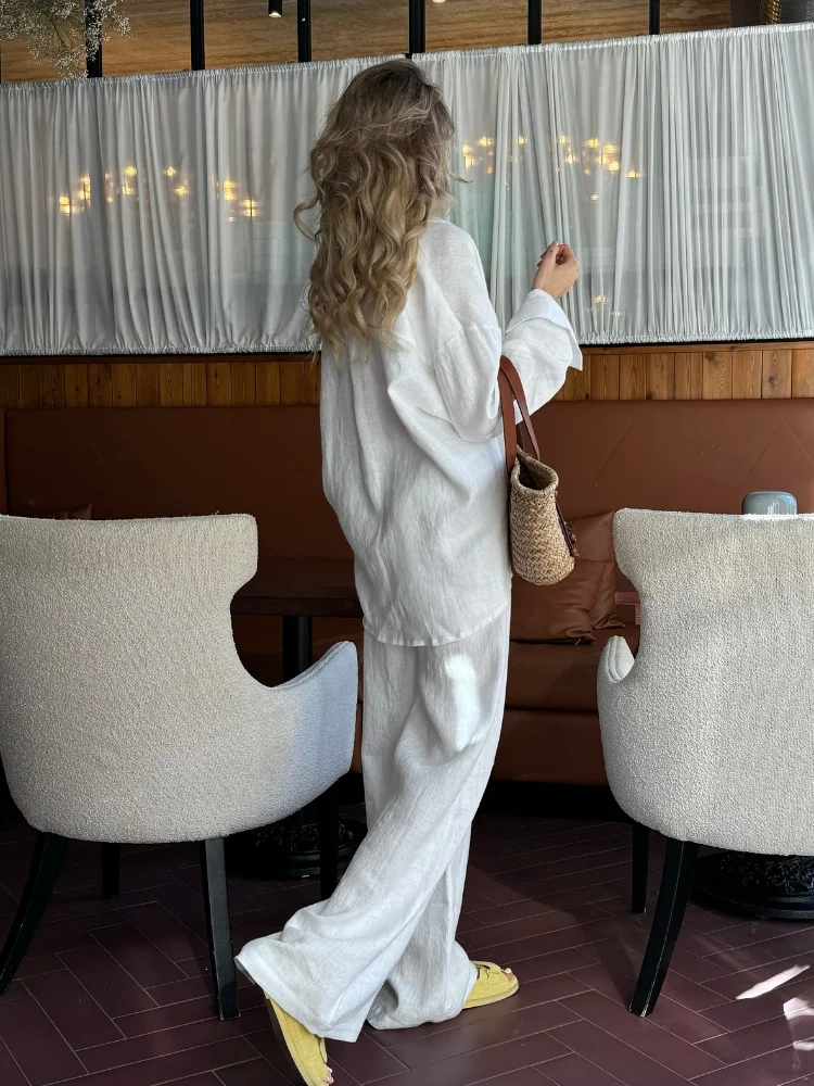 2025 الصلبة عادية القطن قميص ك - مراجعة Linen Pant Wide وسعره