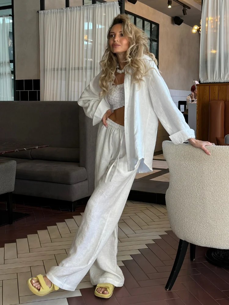 2025 الصلبة عادية القطن قميص ك - مراجعة Linen Pant Wide وسعره